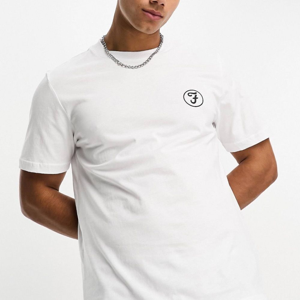 F Farah Trafford back logo T-shirt in white XXL NWT IN PACKAGING